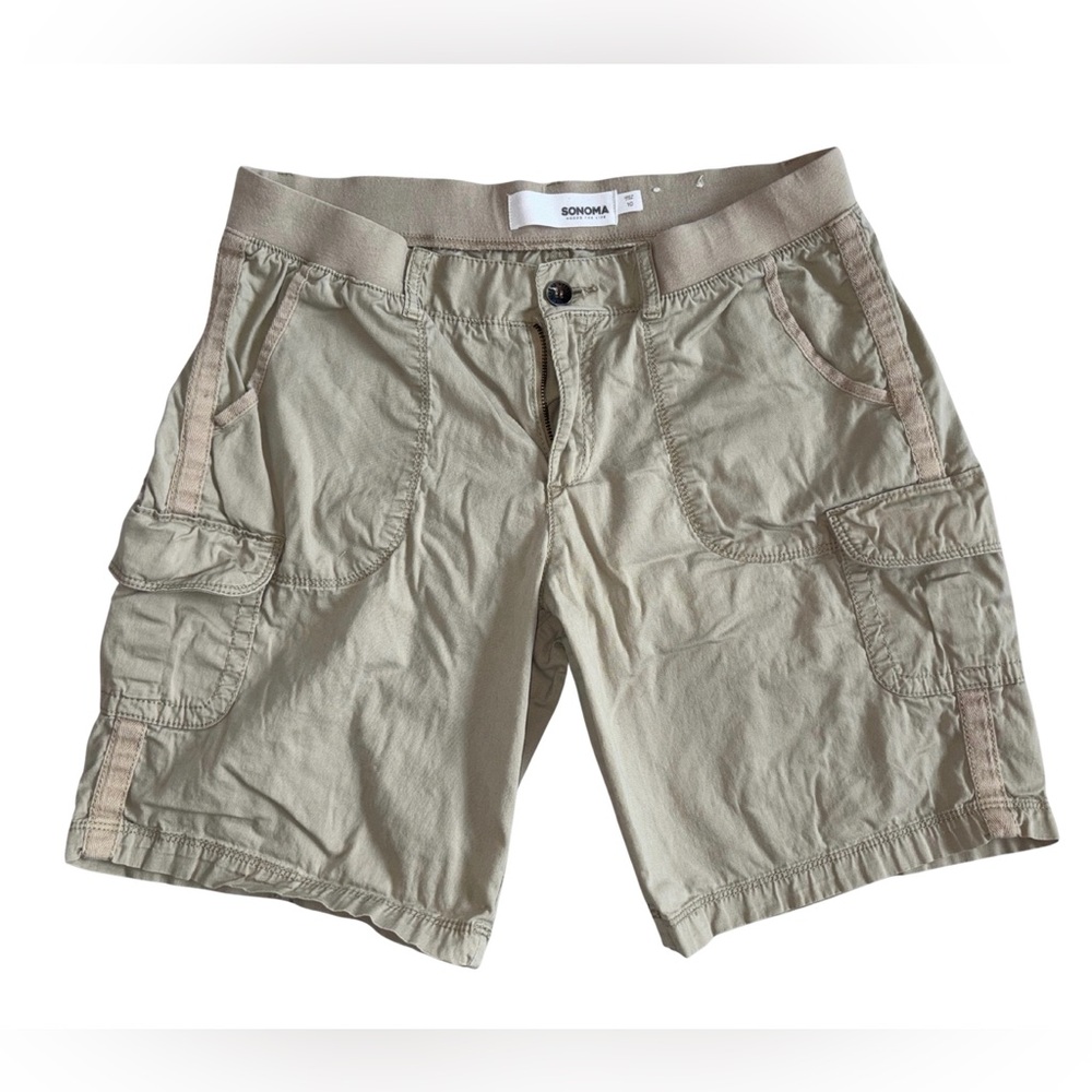 Sonoma Khaki Utility Cargo Shorts Light Beige Shade Size 10